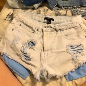 High waisted light blue Jean shorts